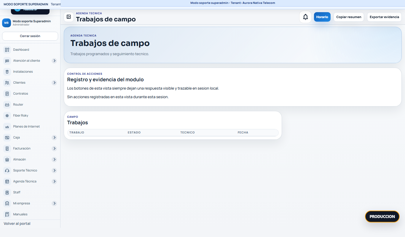 BEFORE Agenda Tecnica Aurora Nativa Telecom /panel/?view=field-jobs