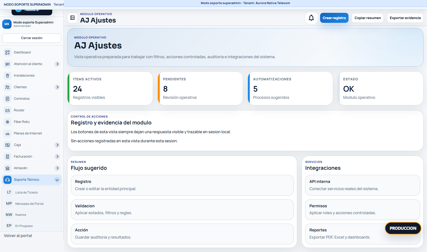 BEFORE Soporte Tecnico Aurora Nativa Telecom /panel/?view=ajustes-soporte