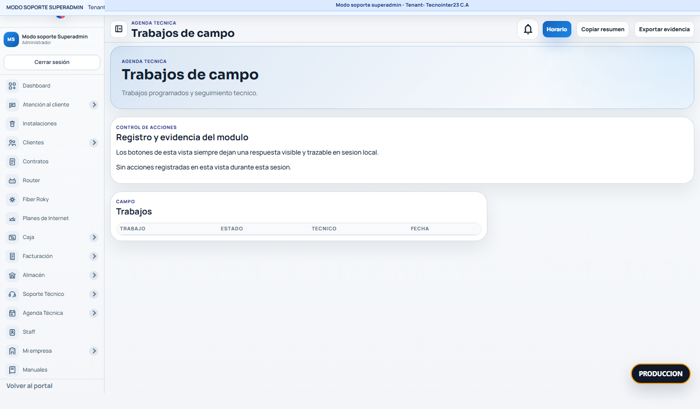BEFORE Agenda Tecnica Tecnointer /panel/?view=field-jobs